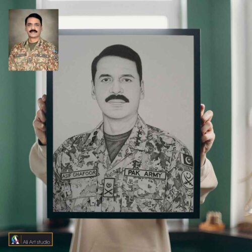 Portrait-Sketches-of-Pakistan-Army-Asif-Ghafoor