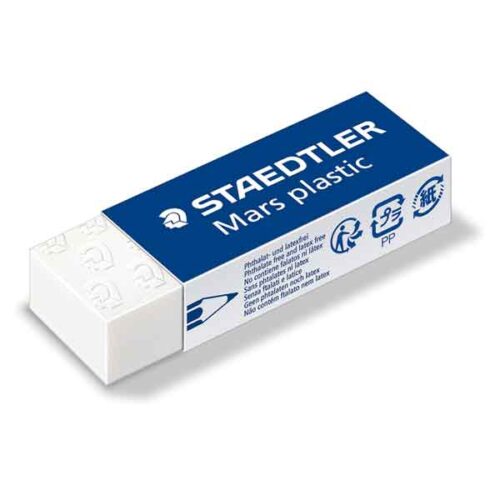 STAEDTLER Mars Plastic, Premium Quality Vinyl Eraser, White, Latex-free, Age-resistant