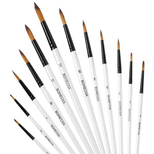 Round Paint Brushes 12 PCS Set